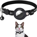 PETXIMA black reflective AirTag-compatible pet collar worn by a cat