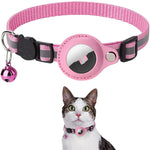 PETXIMA pink reflective AirTag-compatible pet collar worn by a cat