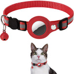 PETXIMA red reflective AirTag-compatible pet collar worn by a cat